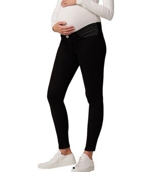 Hudson Nico straight ankle maternity coated black jeans sz 24